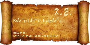 Káplár Edgár névjegykártya